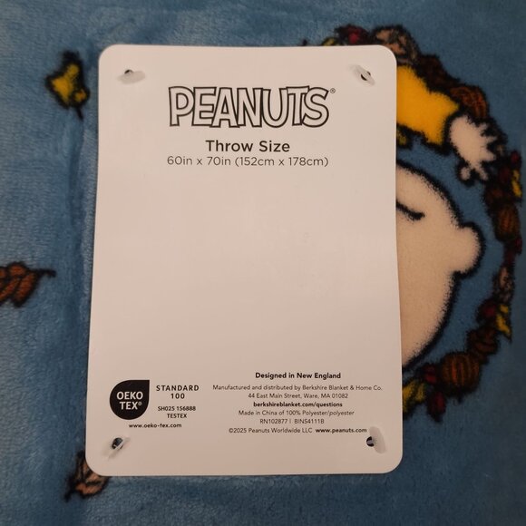 Peanuts Snoopy 60"x70" Plush Pet Throw Blanket Pumpkins Fall Leaves by Berkshire - Picture 4 of 8